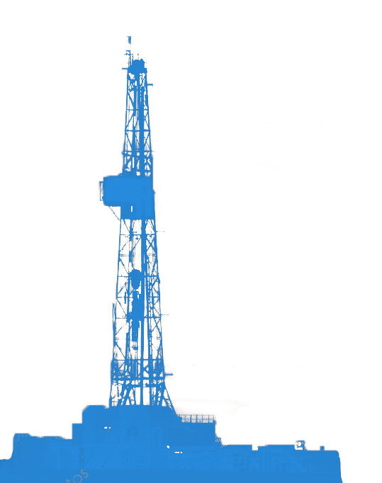 Potash Mining Tower / drill rig in blue silhouette for Twin Buttes Ranch